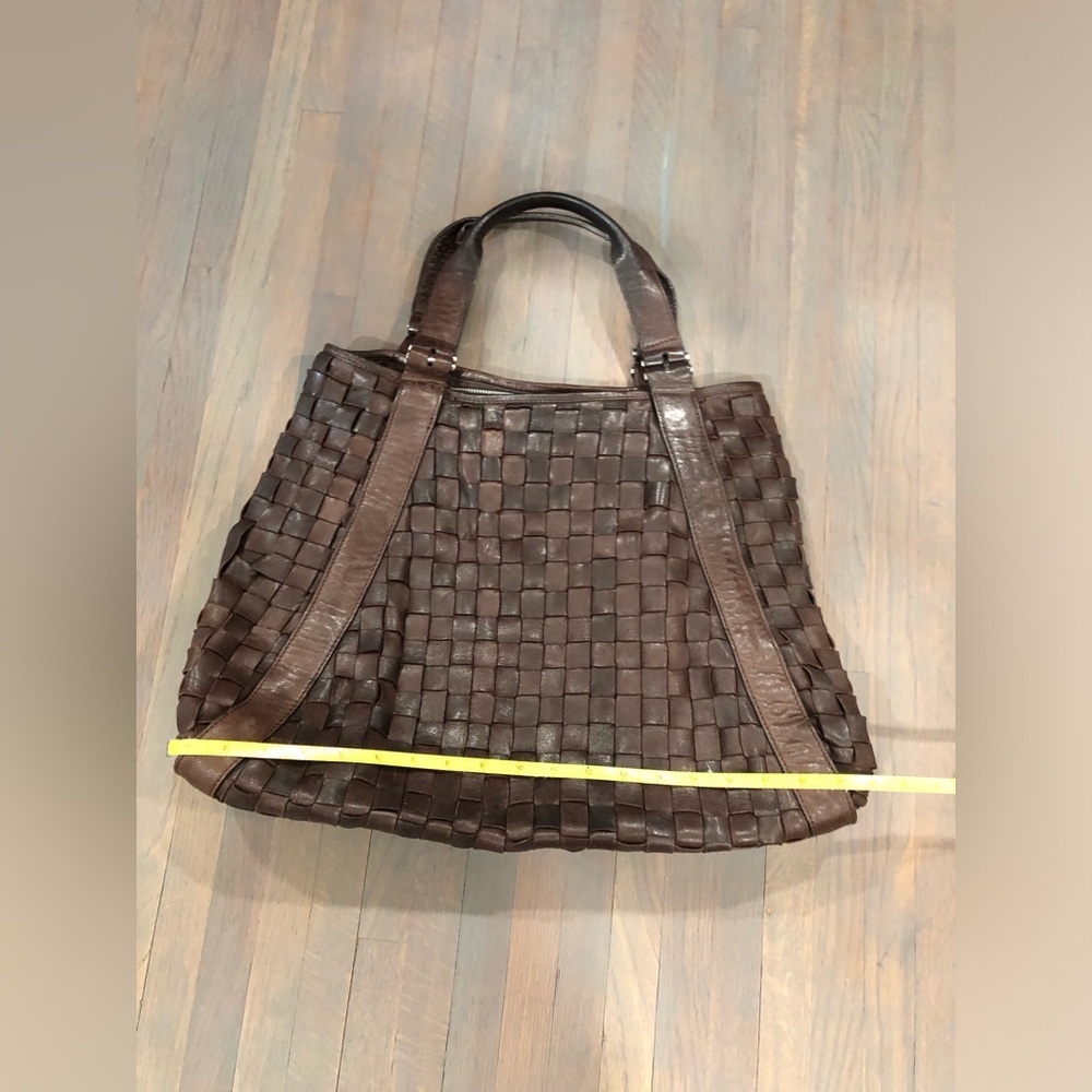 Condotti Italian Leather Handwoven Tote - Dark Brown, Large - Picture 3 of 10
